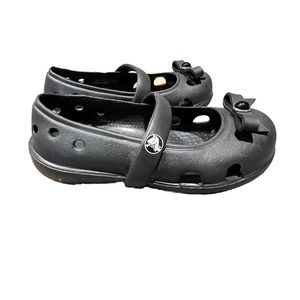 Crocs Girls Mary Jane Keeley Shoes Size 6 Toddler Black 205487-001 Bow Flats